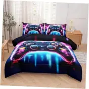 Gaming Comforter Set - Full 5PCS Bedding Set for Boys with Controller Design,