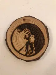 2.5” Hand Burned Pyrography Ornament “Mountain Climber”