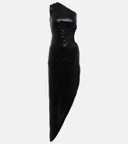 [Norma Kamali] Norma Kamali Sunburst cutout one-shoulder lamé gown AU 12 black