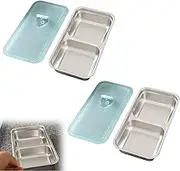 Grab and Go Snack Containers Reusable, Stainless Steel Double Compartment Snack Containers, Dishwasher- Reusable Condiment Containers with Lids, Snacks Dips Takeout Travel and Outdoor Camping