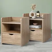 ALFORDSON 2x Bedside Table Nightstand 1 Drawer Wood