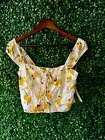 Kirious LA Lemon lace up crop top summer spring tank pin up kitten style sz XL