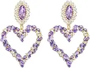 [Generic] Large Heart Rhinestone Crystal Dangle Earrings Statement Drop Earrings Brides Love Heart Stud Earrings Fashion Earrings Jewelry for Women