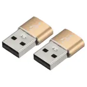 USB C Female to USB Male Adapters Type C to USB Converters Golden/2 Pcs