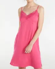 NEW PETER ALEXANDER WOMENS LACE TRIM SLIP NIGHTIE DRESS XS PINK RRP$89.95