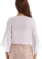 [Generic] Bolero Cardigan Shrug | Open Front Cropped Loose Cape - Women Summer Open Front Sheer Short Sleeve for Beach, Travel