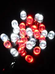 300 Red & Cool White LED Concave Bulb Christmas Fairy String Lights - 15m