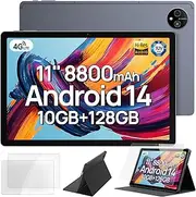 Ulefone Tab A11 Android 14 Tablet, 10GB RAM+128GB ROM (1TB TF) Gaming Tablet, 11" Screen 8800mAh 16MP+8MP Camera, Widevine L1 Quad Stereo Speaker, 4G Dual SIM Tablet Come with Tempered Glass and Case