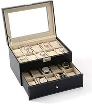 [CFZSALK] Watch Box 20 Slot PU Leather Watch Storage Box Watch Finishing Box Jewelry Packing Box Jewelry Storage Box for Men and Women KeYJ