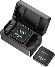 Oimzzr Wirel Microphone Clip-on Microphone with Digital Display Compact Dual Channel Lapel Mic for Interview Live Streaming Video Recording