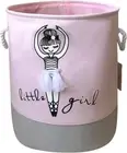 Baby Laundry Basket - Pink Nursery Hamper for Girls Kids with Toy Storage, Cute