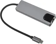5 in 1 Type C Hub Aluminium Alloy Silver Gray High Speed USB C Dock Multiport Adapter for Type C Device