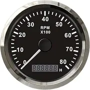 ALAGPNPMZH 85MM Gasoline Diesel Engine Tachometer 3000RPM 4000RPM 6000RPM 8000RPM with Hourmeter Boat Truck Car RV Waterproof Speedometer(8K BS)