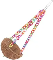 ibasenice Coconut Shell Bird Hanging Bed with Chain Durable Swing Nest for Parrots and Birds Easy Installation for Indoor and Outdoor Use Random Color