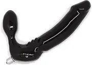 FEELDOE ® Stout Silicone Strapless Strap-on Harness-Free Double Dildo Extra Thick Size in Black with Vibrator