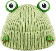 [Haoohu] Knitted Frog Headband Hat Cute Cartoon Crochet Frog Hat Beanie Hats for Cosplay Photo Props