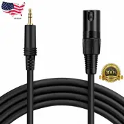 6ft XLR 3-Pin Male to 3.5mm 1/8" Stereo Plug Shielded Microphone Mic Cable