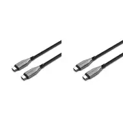 2PK Cygnett Armoured USB-C to USB-C Charger & Data Sync Transfer Cable 1M Black