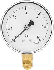 1/4 Inch NPT Air Hydraulic Pressure Gauge, 0-6 Bar Side Mount Metal Pressure Gauge, #522
