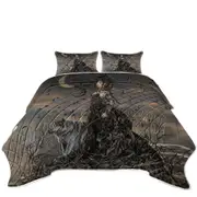 Fantasy Art Wolf Dragon and Bella the Dark Princess Coverlet