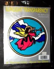 HEAVENLY ANGEL "STAINED GLASS," DECAL/SUN CATCHER for Glass, (4.50" Dia.) New