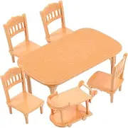 6pc Miniature Dining Table Chair Set for Dollhouse 1:12 Scale Miniature Furniture