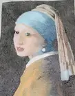 Girl with Pearl Earring Was $190 Needlepoint Canvas Hand Painted 18 mesh Vermeer