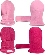 [N'Ice Caps] Little Kids and Baby Easy-On Sherpa Lined Fleece Mittens - 2 Pair Pack