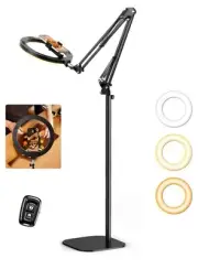 Newest Ring Light with Stand Overhead Phone Mount Holder, 10” Ring Light Trip...