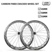 700c Road Bike Carbon Wheels Ice Crack Shape Center Lock / 6-blots Hub Wheelset