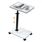 C Table End Table, Slide Under Couch Table 360° Swivel C Table-white Marble