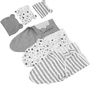 HOOTNEE 3Sets Swaddle Blankets with Hats Soft Cotton Sleep Sacks for Newborn Boys for Nursery Spring Autumn Use Multipurpose and Receiving Blanket