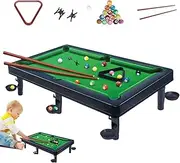 Tabletop Pool - Billiards Game Tabletop Set, Tiny Pool Table Set | Portable Billiards Table with Balls & Cues, Indoor Outdoor Pool Game, Educational Toy for Kids and Adults 21.65x12.6x6.1 inches