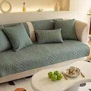 [Xiao Hua] Set of 2 Farmhouse Geometric Embroidered Decorative Throw Pillow Covers for Couch Bed Sofa Cotton Quilted Soft Cushion Cover Pillowcase (Green,18"x18")