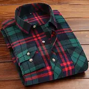 Men's Shirt Flannel Shirt Overshirt Plaid Christmas Outdoor White Red Dark Navy Green Long Sleeve Winter Spring Fall Clothing Apparel