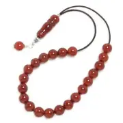 Worry Beads Komboloi ~ CARNELIAN GEMSTONE Round beads & Sterling Silver