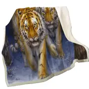 Cool Animal Art Two Tigers in the Siberian Forest Throw Blanket
