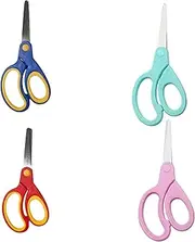 Xinlie Set of 4 Left Handed Scissors Kids Small Scissors Heavy Duty Sharp Stainless Steel Blades with Soft Rubber Handles for Home, School, Office,Clothing and Textiles,Professional Crafting