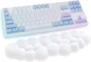 Cloud Wrist Rest Keyboard, Cute White Cloud Palm Rest w/ PU Leather Memory Foam
