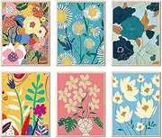 LOITTAINUE 6 Pieces Paint by Numbers Adult Flower, Painting by Numbers Canvas Set with 6 Brushes and Acrylic Paint for Children and Beginners, DIY Hand Painted Oil Painting Kit 20 x 30 cm
