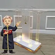 Acrylic Pulpits for Churches, Clear Podium Stand, Hostess Stand Desk, Rolling Podium Hostess Stand, Podium Stand Portable for Classroom Church
