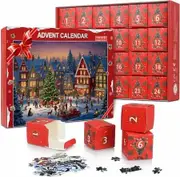 Advent Calendar Christmas Puzzles, 24 Boxes, 1008 Pieces, Educational Retro Jigsaw Puzzles, Christmas Countdown Puzzles, Gifts for Family, Kids, Teens