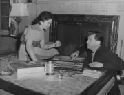 Married Actors Jean Simmons And Stewart Granger Playing Backgammon At Old Photo