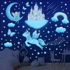 Glow in The Dark Stars for Ceiling,Unicorn Wall Decals Stickers for Girls Bed...
