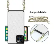 Crossbody case for iPhone 14 Pro with detachable lanyard - White