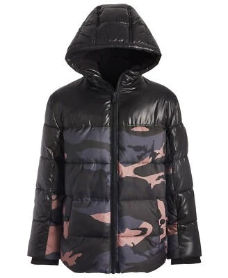 New Michael Kors Big Boys Camo-Print Hooded Puffer Jacket