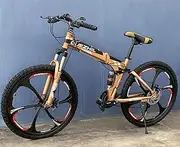 6 SPOKE FOLDABLE MOUNTAIN BIKE (PREMIUM GOLD & BLACK BICYCLE)