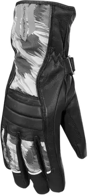 Rusty Stitches Bianca Waterproof Ladies Motorcycle Gloves, black-grey, Size L for Women Black Grey