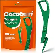 COCOBURI Tongue Cleaner for Adults-Disposable Tongue Cleaner-Disposable Plastic Tongue Cleaner-BPA Free- Includes Safe Fold- Back Tooth Pick-36 Counts