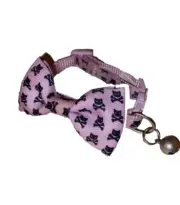 Easy Release Kitten Cat Collar Cat Skull Bow Tie Design Bell, Adjusts 6.25x9in